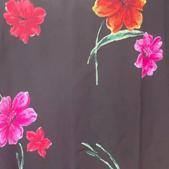 Vintage Norton McNaughton Hawaiian Floral Maxi Dress - Black / Red & Pink - Picture 7 of 10